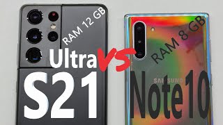 Samsung Galaxy S21 Ultra 5G vs Samsung Galaxy Note10 - SPEED TEST + multitasking - Which is faster!?