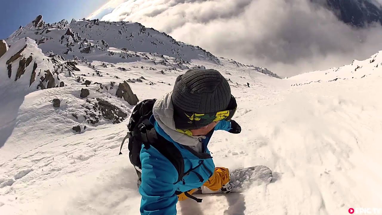First Snowboard Descent on Aiguille de la Bérangère, NW Face, Chamonix
