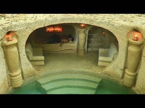 [ Full Video ] 69Day Build Underground House & Underground Private Living Room With Swimming Poo