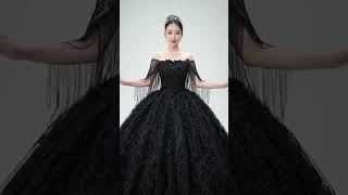 🖤 Midnight Elegance ✨ | Stunning Black Princess Gown 👑❣️👗