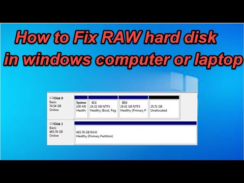 How to Fix RAW hard disk in windows computer or laptop