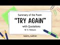 Try Again Summary by W. E. Hickson| English 10th Class | Summary | Try Again poem with Quotation