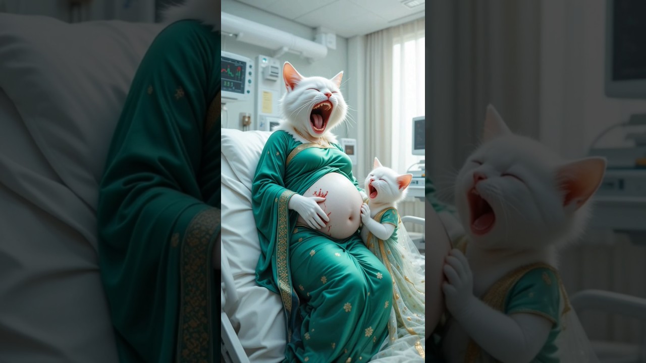 Indian pregnant cat mom and daughter 