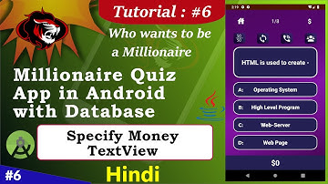 Millionaire Quiz App in Android Studio | Quiz App in Android with Room | Add Money Text Views Part 6