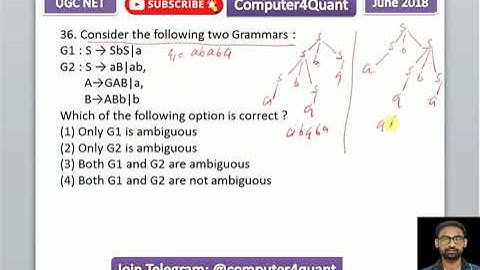 Question on Grammar in TOC | UGC NET computer science question paper with solution June 2018