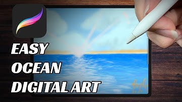 EASY DIGITAL ART FOR BEGINNERS | Ocean landscape Time-lapse | Procreate on iPad Pro