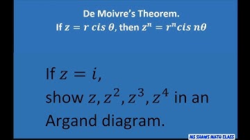 If z=i show z, z^2 , z^3, z^4 in Argand Diagram. De Moivre’ Theorem.