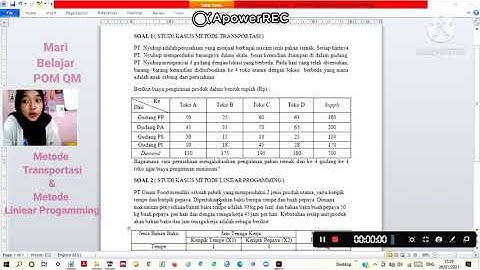 METODE TRANSPOTASI DAN METODE LINIER PROGRAMING MENGGUNAKAN APLIKASI POM-QM IKE WIKA SANTI (102)