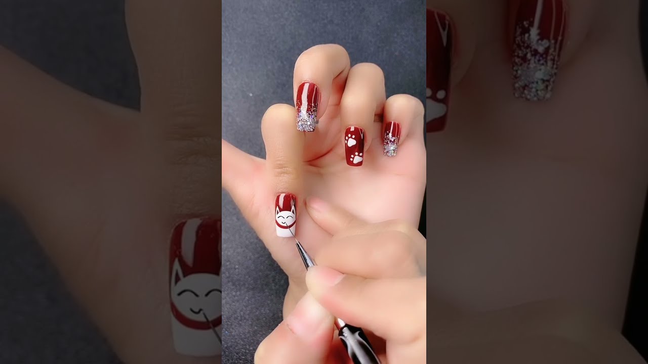 VẼ NAIL MÈO THẦN TÀI SIÊU XINH BẰNG CỌ RÂU  YouTube