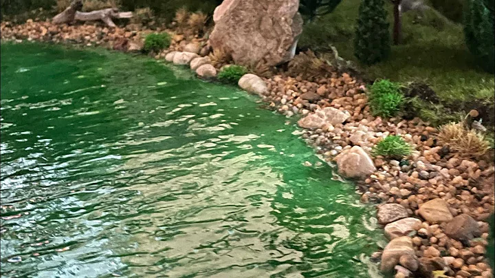 Applying Woodland Scenics water ripples - Lake Diorama