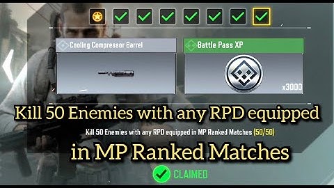 Call Of Duty Mobile Kill 50 Enemies with any RPD equipped in MP Ranked Matches Task Complete
