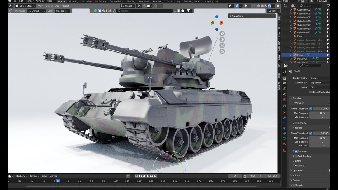 Anti Air System (Gepard) 3D modeling process. Blender.