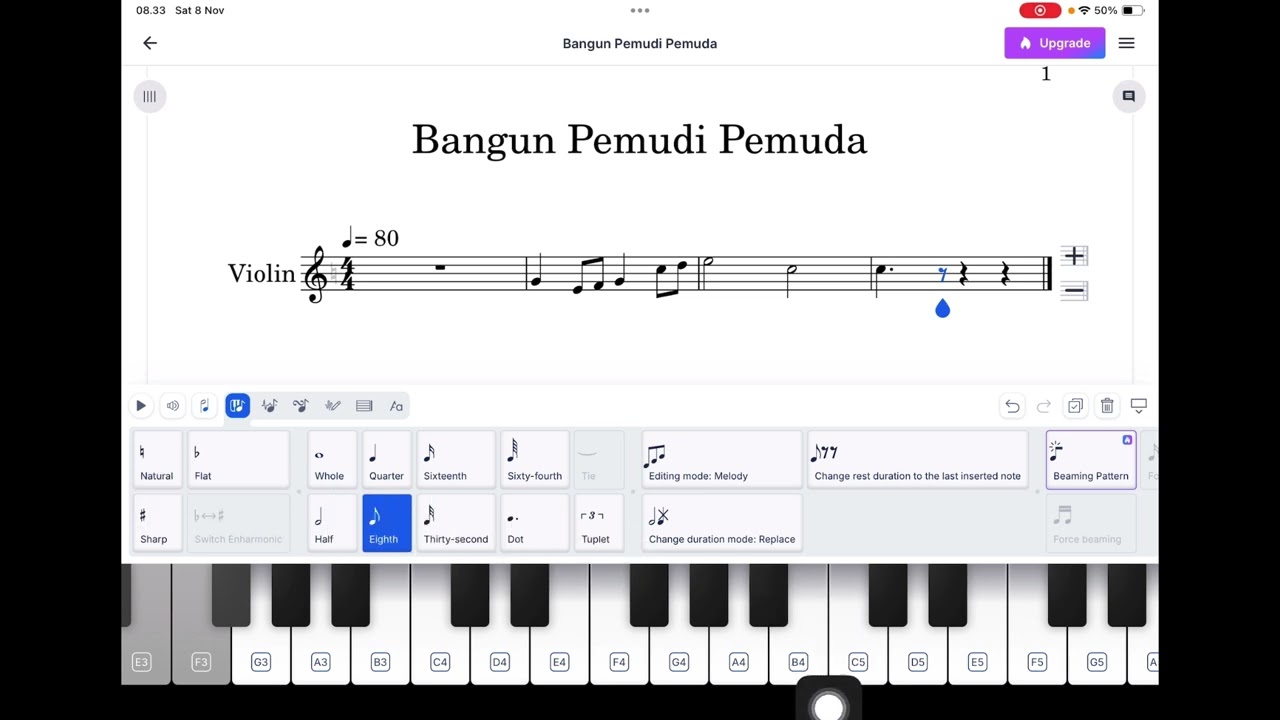 Cara menulis not balok di ANDROID atau di OS DI Applikasi FLAT