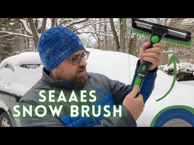 SEAAES 39 Extendable Ice Scraper and Snow Brush with Foam Grip for Car  Truck SUV Vehicle Window Green 