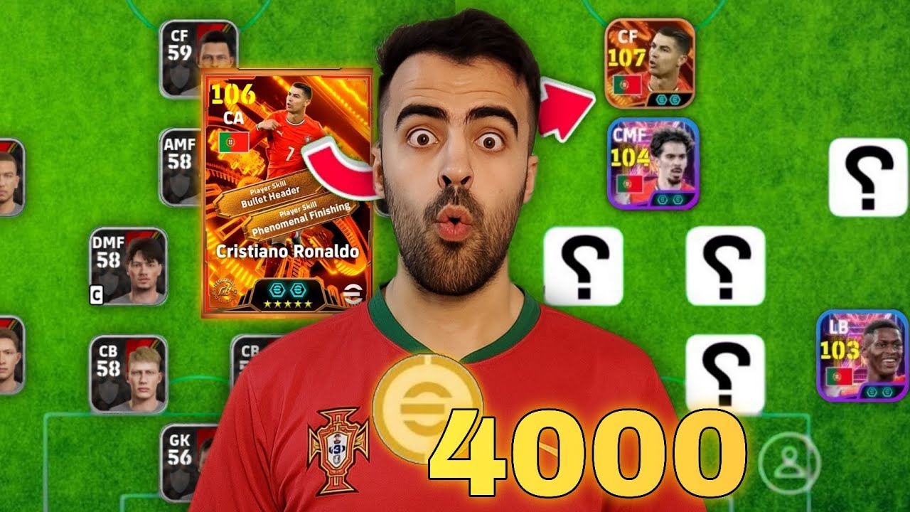 طورت حساب من الصفر بـ 4000 كوينز !! 🤯🔥 البحث عن كريستيانو 107 😱 || eFootball Mobile