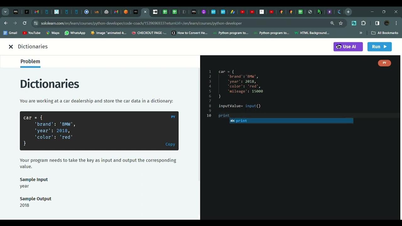 73 Dictionaries | Python Developer | Sololearn - YouTube