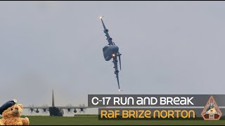 SPECTACULAR C-17 GLOBEMASTER III RUN AND BREAK | RAF BRIZE NORTON 17.04.23 #skimthefence
