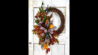 Vibrant Fall Grapevine Wreath |  Dylan Live Demo