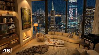 4K San Fran Rainy Night ๐ง๏ธ Cozy Apartment with Smooth Jazz, Gentle Rain & Fireplace Sounds for Sleep 4K San Fran Rainy Night ๐ง๏ธ Cozy Apartment with Smooth Jazz, Gentle Rain & Fireplace Sounds for Sleep