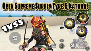 Open Supreme Supply Type.B Katanas!! Solo vs Fireteam 25 Kills / Rules of Survival / Ep l love you