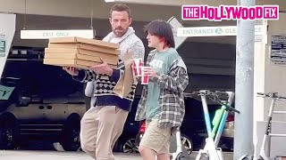 Ben Affleck & His Daughter Seraphina Pick Up Pizza For J-Lo & Family After Book Shopping In WeHo, CA