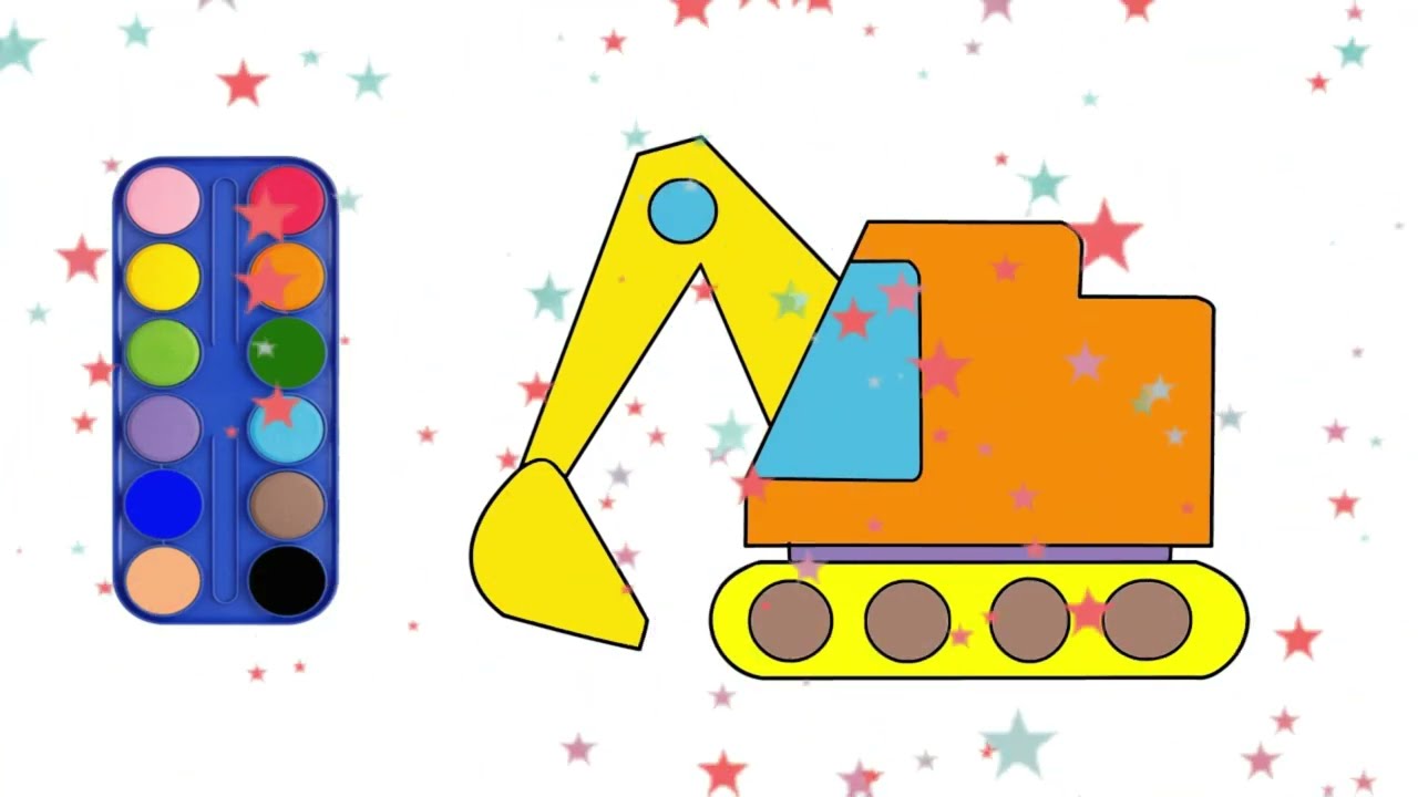 Digger Drawing & Coloring Tutorial 🚜🪣🎨