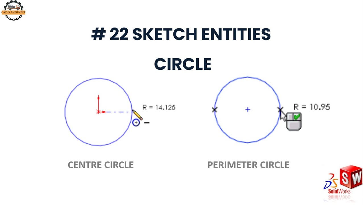 SolidWorks Tutorial | Circle | Centre Circle | Perimeter Circle| - YouTube