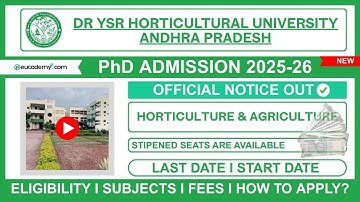 Dr. YSRHU PhD Admission 2025-26 Notification | Eligibility, Last Dates, Subjects, Seats & Fellowship