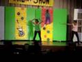 2 girls at the talent show dancing to push it