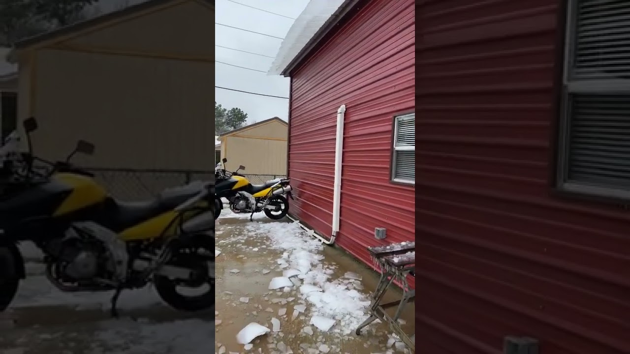 Danger sickles on the shop roof. 