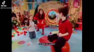 Boy & Girl Bouncing on Red Hopper Ball