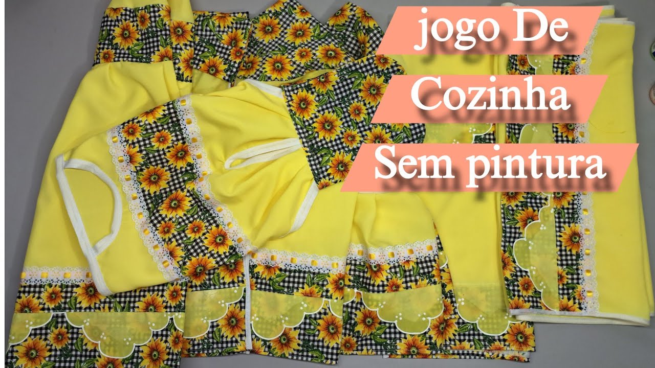 kit cozinha em tecido sem pintura com barrado falso .(pronta entrega)