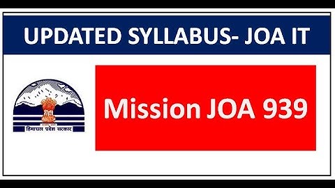 || Updated Detailed Syllabus  for JOA IT || Syllabus for joa hpsssb ||  syllabus joa it  939