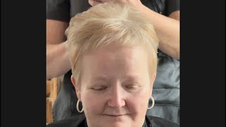 Learn how to apply full head highlights and short graduation cut on very fine hair. NVQ level 2