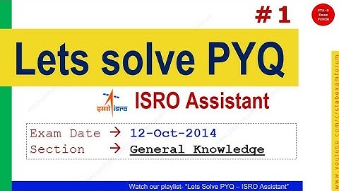 ISRO Assistant UDC JPA | Previous Year Question Paper |12 Oct 2014 | General Knowledge