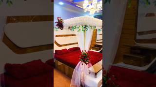 Luxury First Night Room Decoration 2026 | Red &amp; White Bridal Bed Setup with Flowers &amp; Fairy Lights