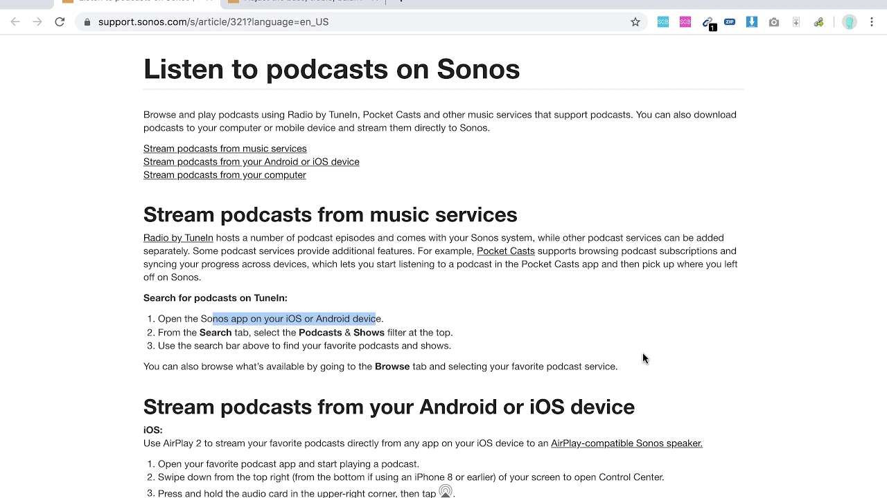 uregelmæssig Herske Følsom How to listen to podcasts on SONOS? - YouTube