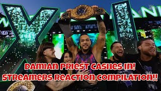 Streamers react to Damian Priest Cashing in Money in The Bank at Wrestlemania 40! #wrestlemania