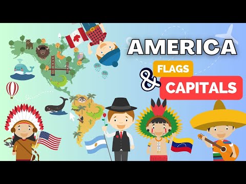 1. AMERICA - Countries, Flags & Capital Cities - world map with countries