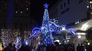 今夜からの、岡山駅駅前イルミネーションライトアップの瞬間（MOMOTAROH FANTASY 2019） （４１日目）