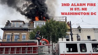 2nd Alarm Fire, flames showing on H St in Washington DC