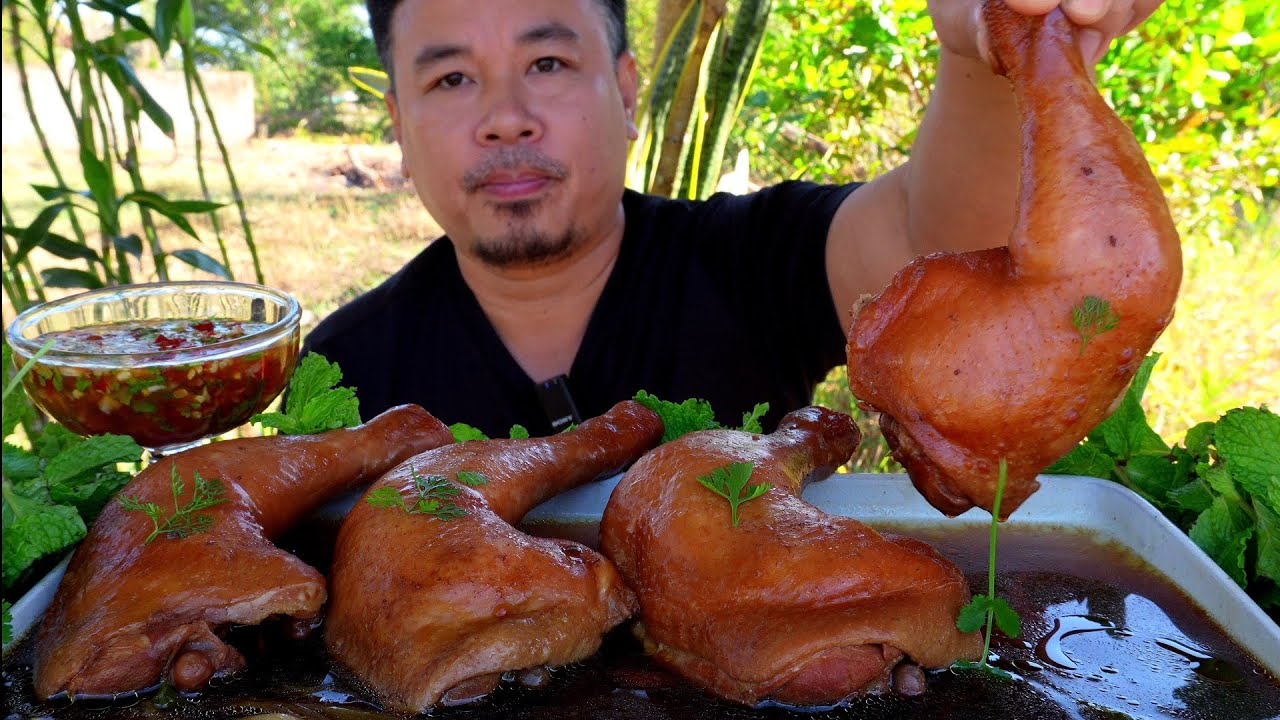 ไก่ต้มน้ำปลาน้ำจิ้มซีฟู๊ด food mukbang