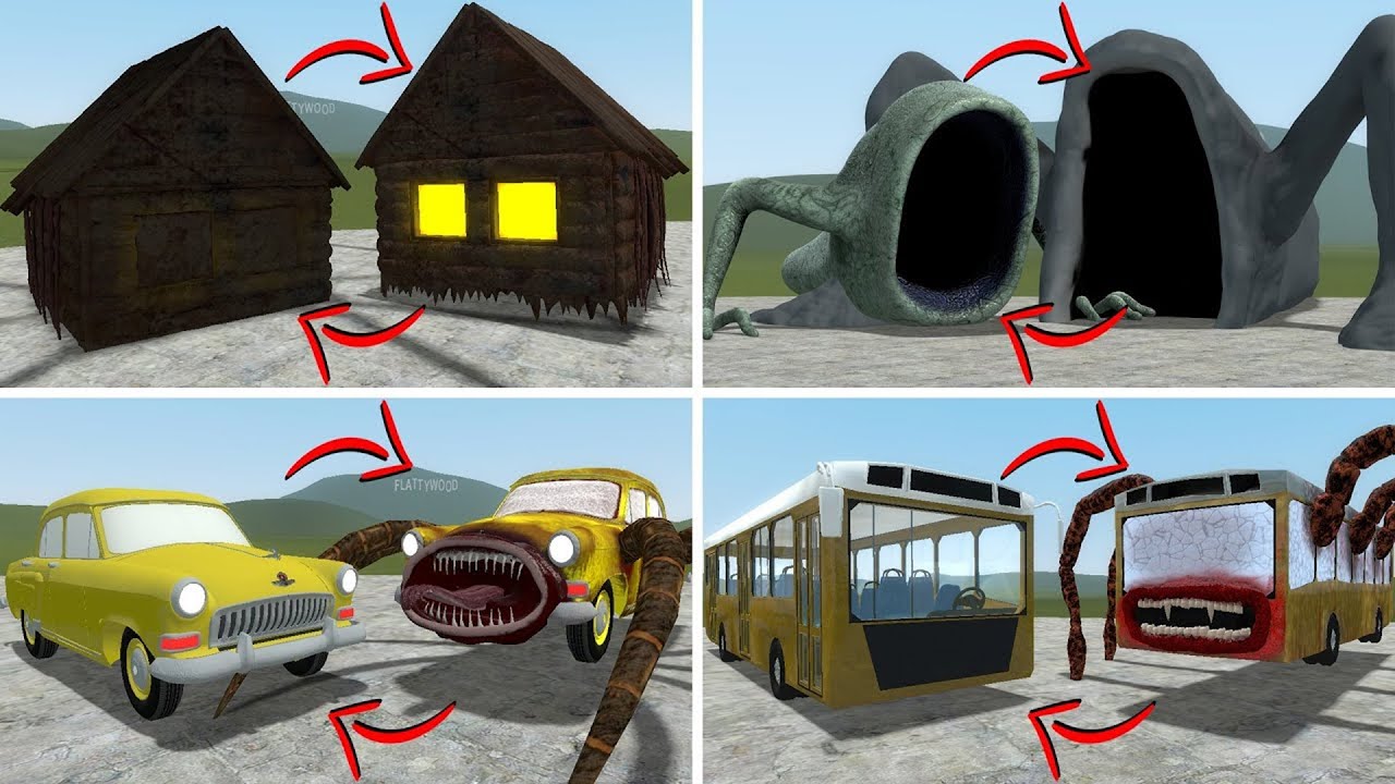 EVERYTHING TURNED INTO MONSTERS: HOUSE HEAD, SEA EATER VS ALL TREVOR HENDERSON BATTLE In GMOD