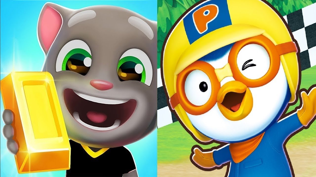 TALKING TOM GOLD RUN ASTRONAUT TOM VS Pororo Penguin Run  Android iOS Gameplay