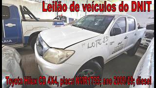 DNIT/MA Vehicle Auction: 2009 Toyota Hilux 4x4 Crew Cab, license plate NMR1755, diesel