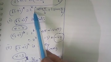 Class-12|EX2.4-Q(6)|Complex numbers|Find the least +ve  integer n for (√3+i)^n,(i)real(ii)imaginary