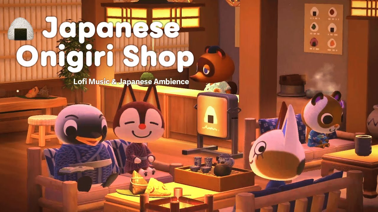 【ACNH】🍙 Japanese Onigiri Shop｜Cozy Lofi Music & Warm Fire Ambience｜Study • Relax • Work