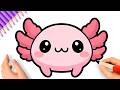 HOW TO DRAW A CUTE AXOLOTL EASY ????????