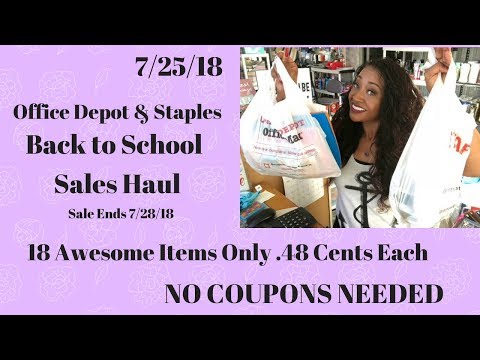 Office Depot Staples Back To School Supply Haul 18 Items Only .48 Cents Each!!