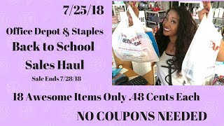 Office Depot Staples Back to School Supply Haul 18 Items only .48 cents Each!!